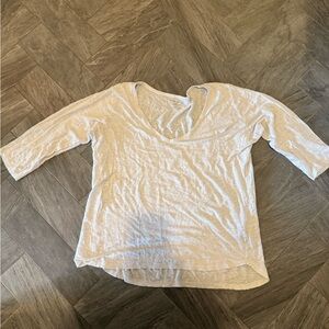 Women's Light Gray Long Sleeve V-Neck Burnout Top From Majestic Filatures